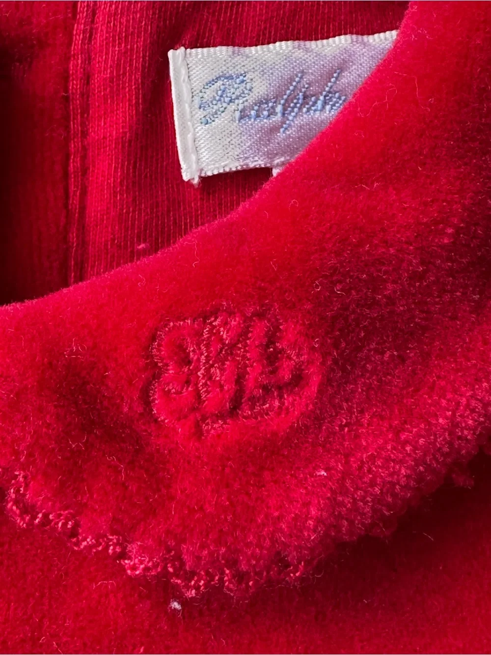 Ralph Lauren Red Velour Footed Coverall with Plaid Ribbon size 6 Months